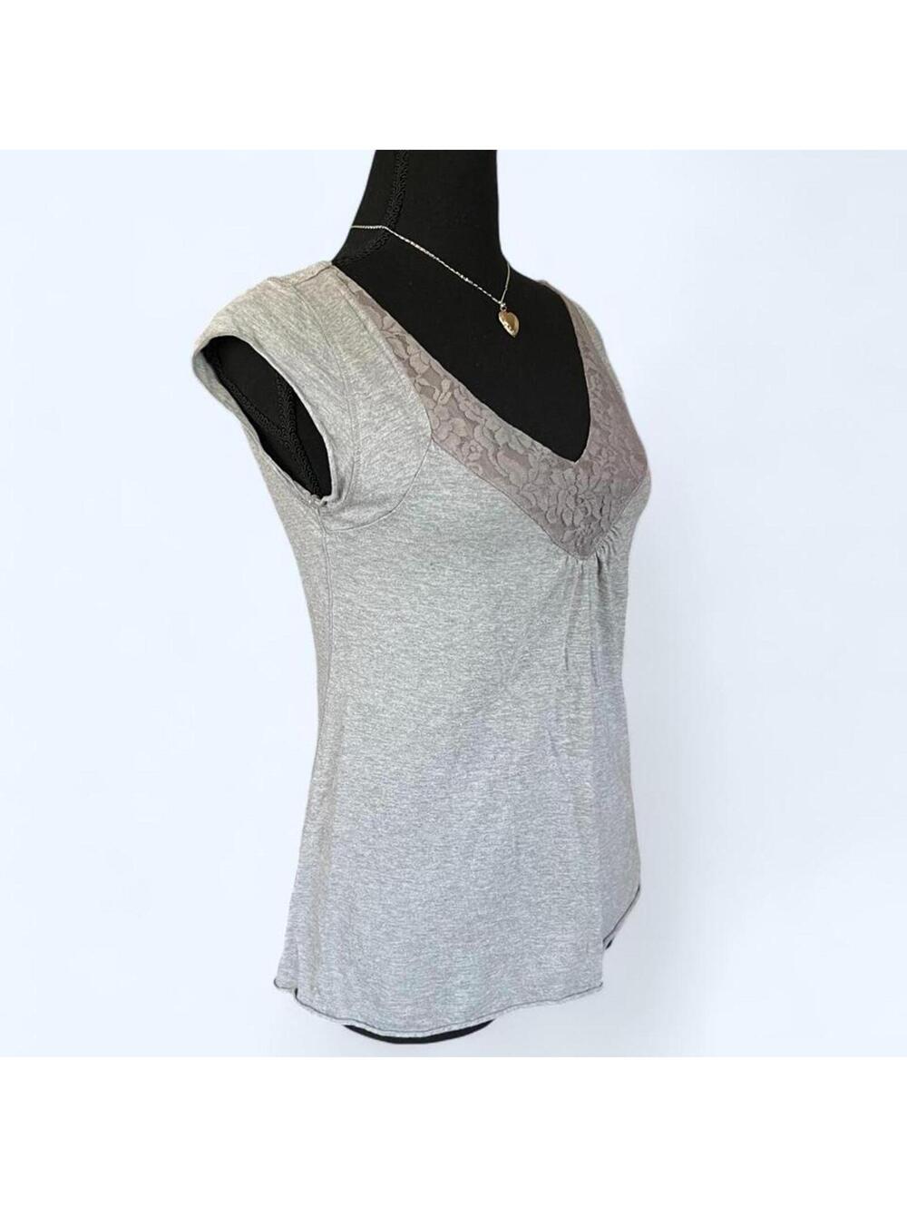 Y2K Aeropostale coquette lace trim soft girl babydoll top size medium 🩶 - Picture 3 of 6